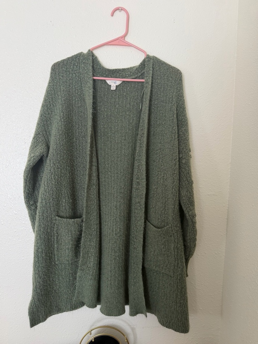 Terra & Sky Olive Open-Front Pocket Cardigan